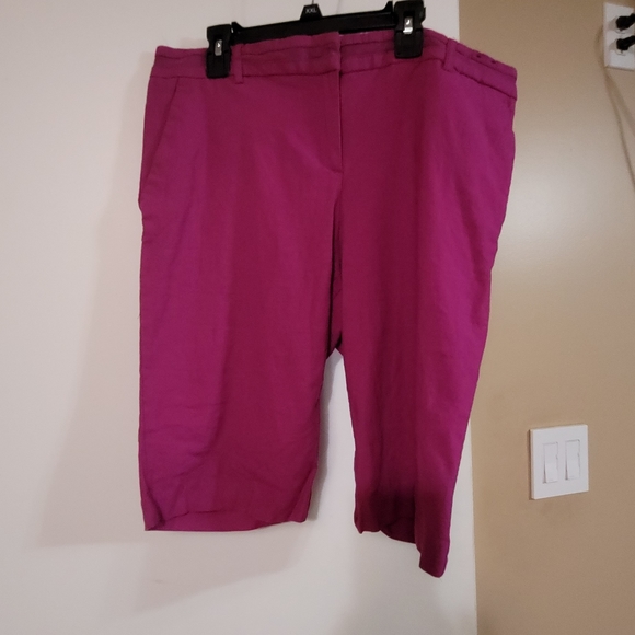 Raspberry color two piece short suit with belt  Jacket size 16, shorts size 12. - Picture 2 of 6